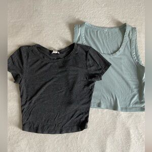 Bozzolo Black and Light Blue Crop Tops